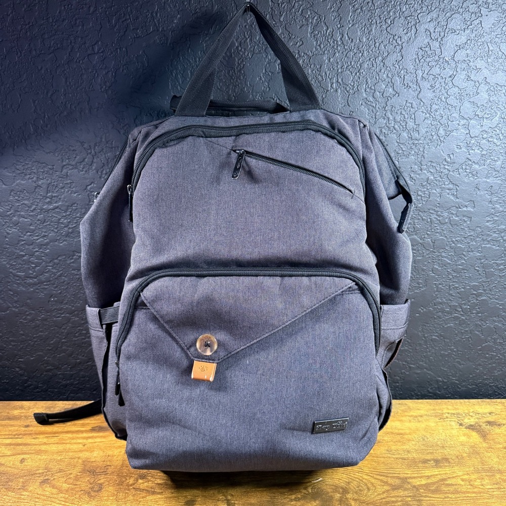 Hap Tim Multi-Function Gray Polyester Diaper Bag Backpack Large Unisex